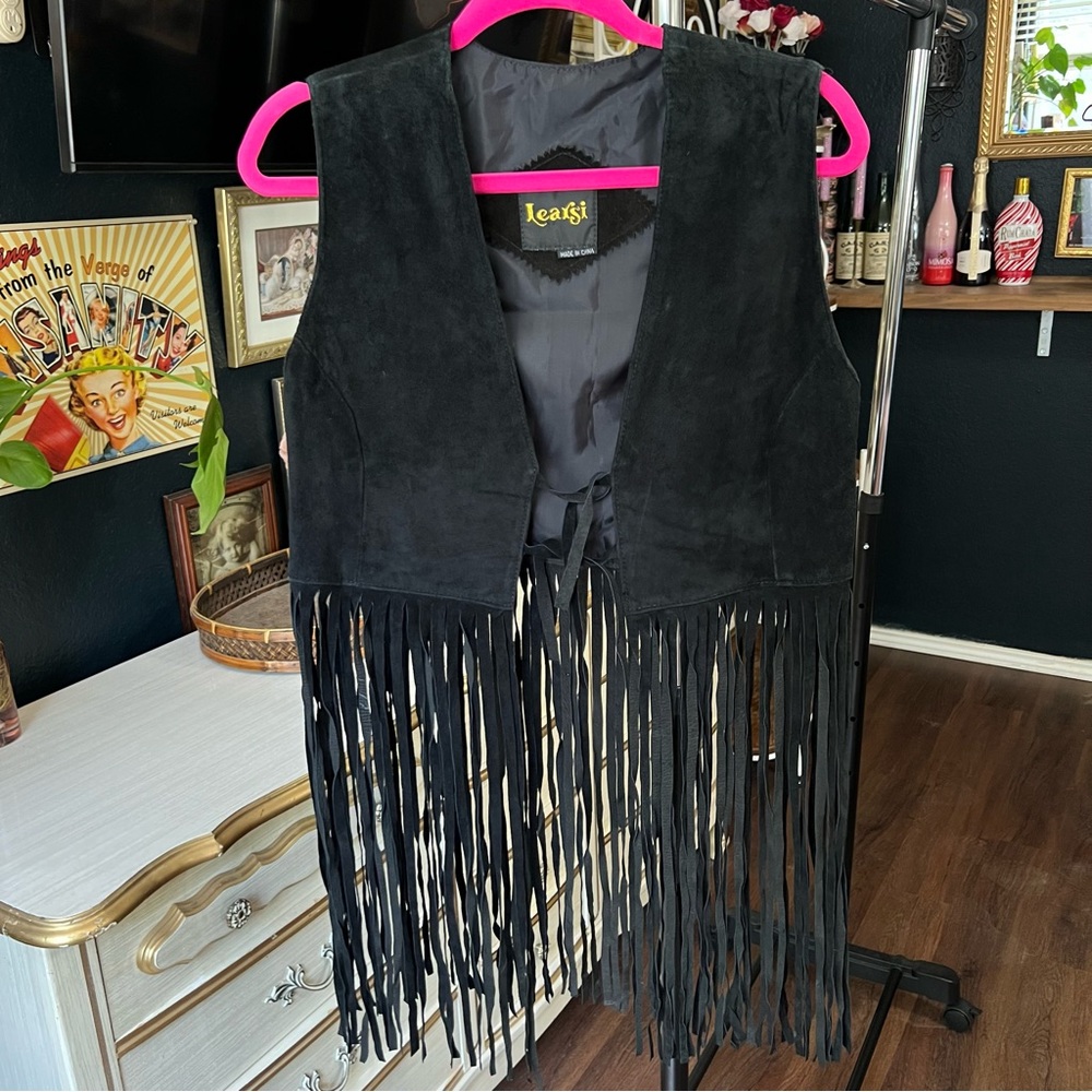 Vintage Suede Leather Fringe Vest